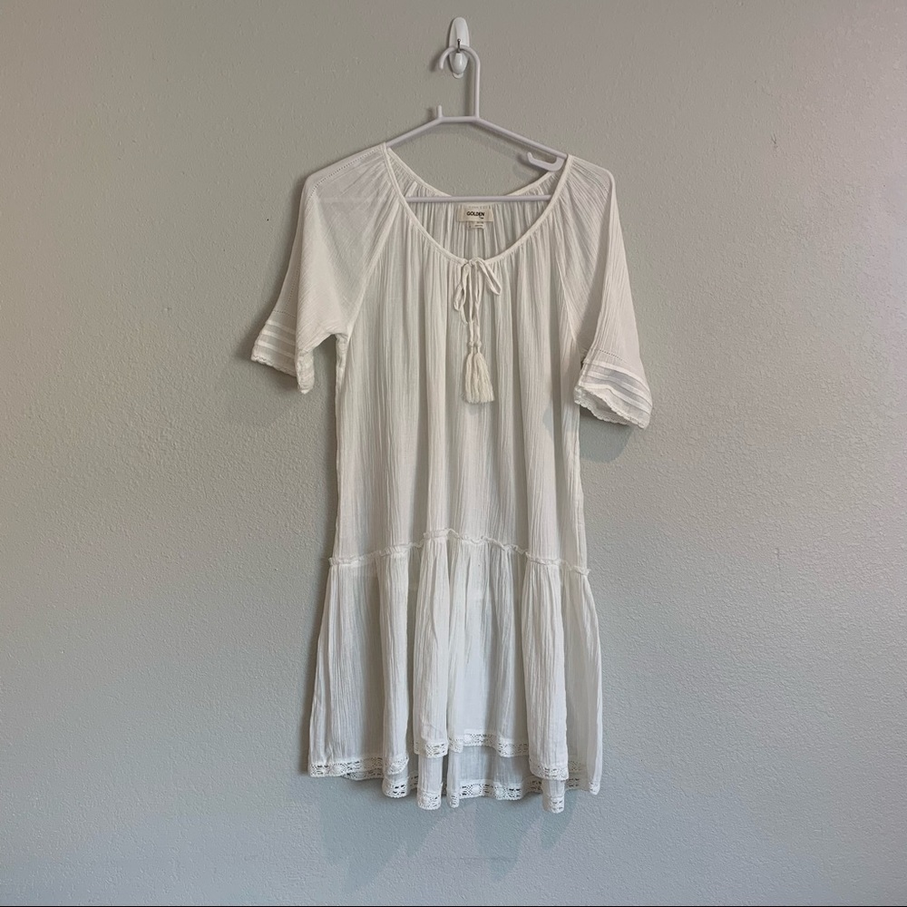Aritzia GOLDEN by TNA Gauzy Cotton dress size Small in ivory
